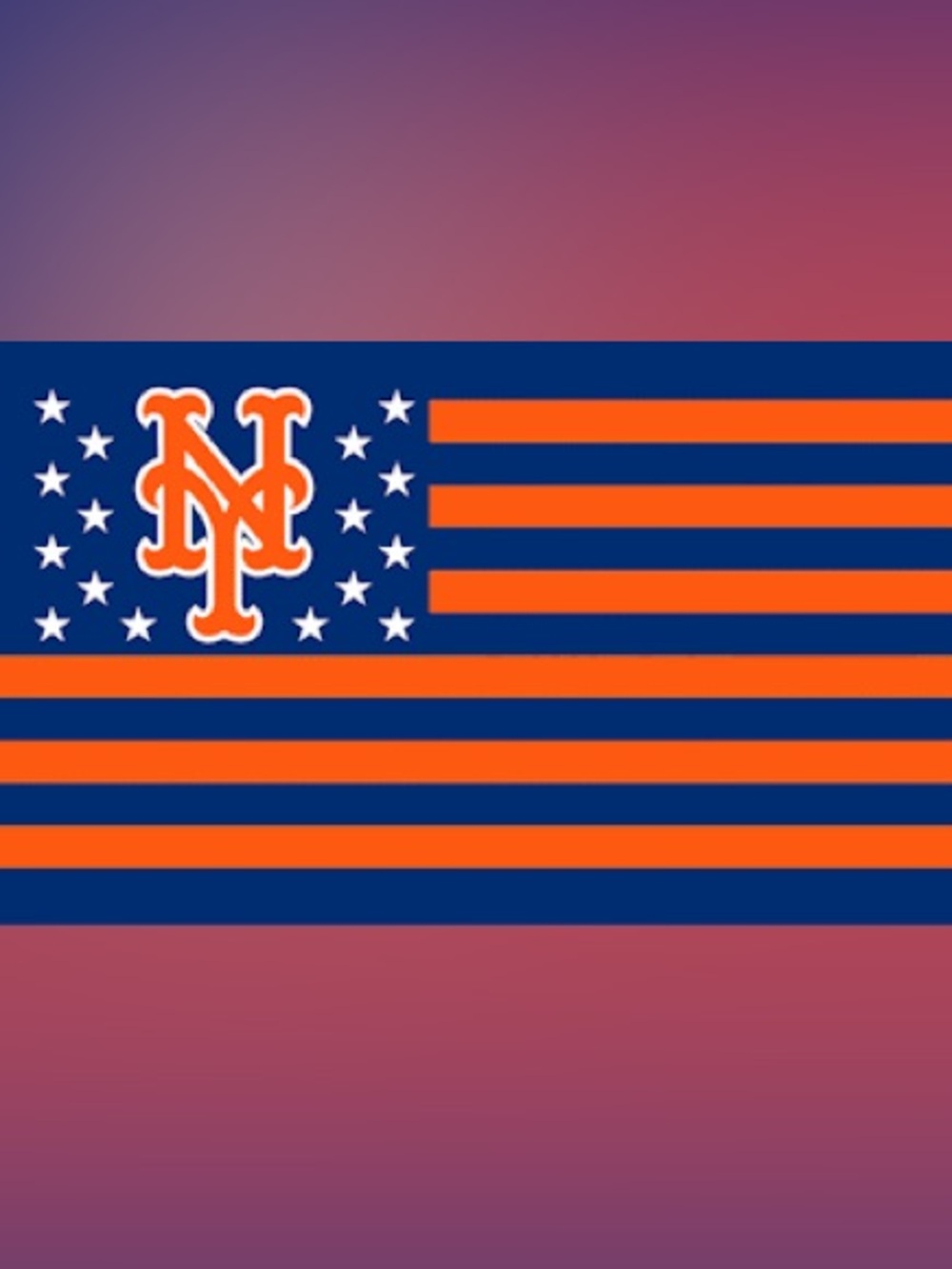 NY Mets Orange and Navy Star Stripes Party Flag - Team Spirit Decoration